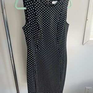 Calvin Klein Black and White Patterned Midi Dress never worn